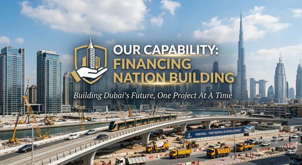 Our Capaility- Financing Nation Building​ make an image dubai